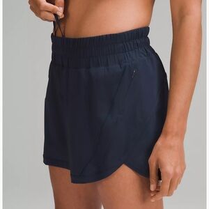 Lululemon Track That High Rise Lined Shorts 5” in True Navy